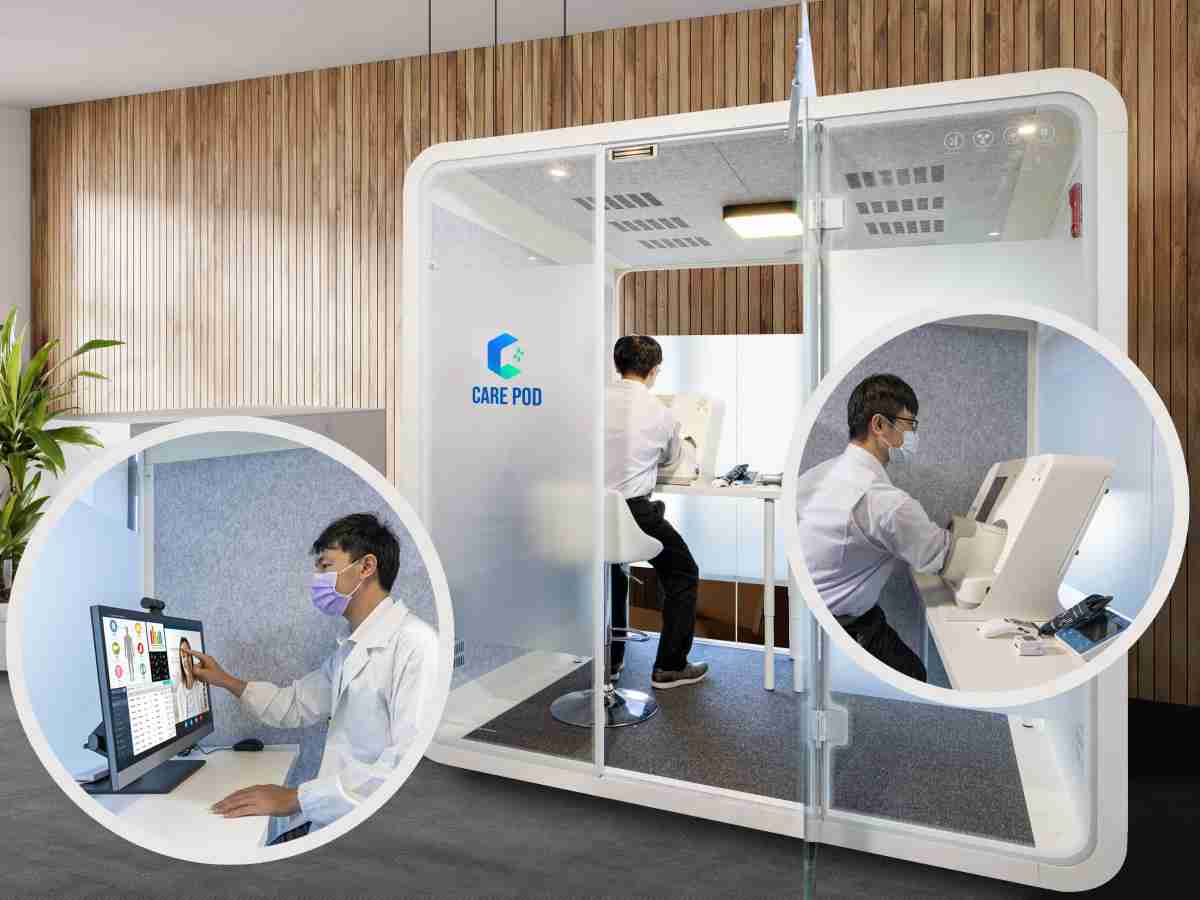 达擎于医疗科技展中展出＂远距诊疗舱＂，，以因应医疗数字化及社会高龄化趋势下、、、复诊及慢性病患等族群对于远距看诊需求逐渐升高所推出的创新整合方案。。。多功能合一、、高隐私性的远距诊疗舱可根据病患端与医师端的不同需求，，提供弹性化及客制化功能，，，节省医生和病患的精力及时间