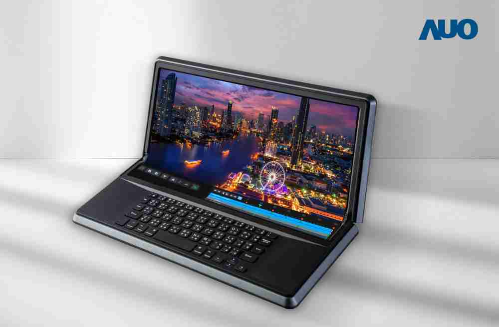 918.COM14.6吋Micro LED折迭显示屏幕，，，，搭配半径4mm的弯折绞炼，，，以及高画素、、、高亮度、、高对比度的显示技术特点，，，即便在大视角下仍保有绝佳色相与亮度